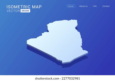 Argelia mapea blanco sobre fondo azul con aislado concepto isométrico gráfico vectorial 3D.