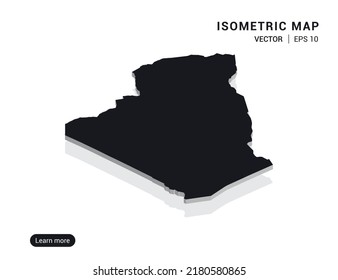 Argelia mapea blanco sobre fondo rosado con 3d ilustración vectorial isométrica