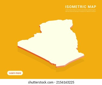 Algerien Karte weiß auf gelbem Hintergrund mit 3D isometrischer Vektorgrafik.
