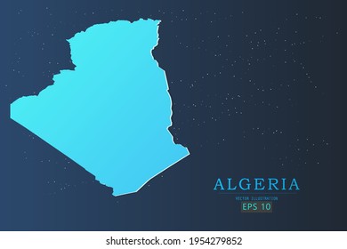 Algeria Map - World Map International vector template with 3d, gradient blue color and stars isolated on galaxy background - Vector illustration eps 10