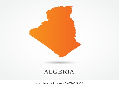 Mapa de Argelia - Mapa mundial Modelo vectorial internacional con color degradado naranja aislado en fondo blanco - Ilustración vectorial eps 10