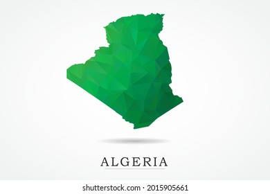 Algeria Map - World Map International vector template, low polygon style with green color isolated on white background - Vector illustration eps 10