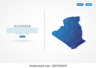 Mapa de Argelia - Mapa mundial Planilla vectorial internacional con gradiente de color azul polígono aislado en fondo blanco para la educación, sitio web, banner - Ilustración vectorial eps 10