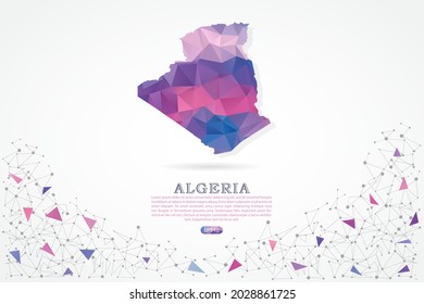Algeria map - World Map International vector template with polygon pink color gradient isolated on white background for education, website, banner, infographic - Vector illustration eps 10