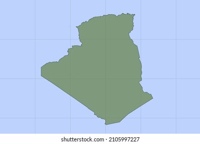Algeria Karte - Weltkarte Internationale Vektorvorlage mit grüner Farbe auf blauem Hintergrund und Grid-Design für Design, Bildung, Website, Infografik, Banner - Vektorgrafik eps10