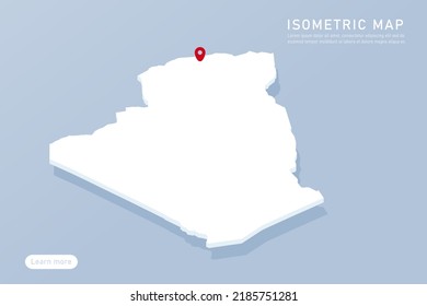Algeria Map - World map International vector template with isometric style including shadow, white, blue color isolated on blue background for design, infographic - Vector illustration eps 10