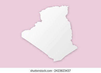 Mapa de Argelia - Mapa mundial Planilla vectorial internacional con estilo de corte de papel que incluye sombra y color blanco sobre fondo rosa para diseño, educación, sitio web - Ilustración vectorial eps 10