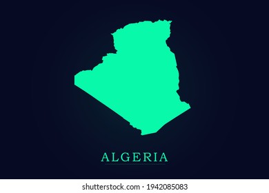 Algeria Map - World map vector template with green color gradient isolated on dark background - Vector illustration eps 10