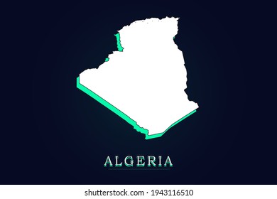 Algeria Map - World map vector template with green and white  color gradient isolated on dark background - Vector illustration eps 10