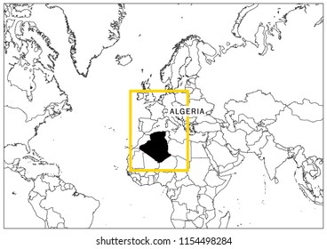 Algeria map yellow frame geography national 