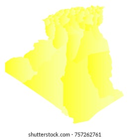 algeria map - yellow geometric rumpled triangular style gradient graphic background . Vector illustration eps 10.