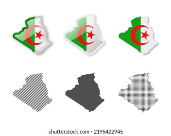 Algeria - Maps Collection. Six maps of different designs. Set of vector illustrations