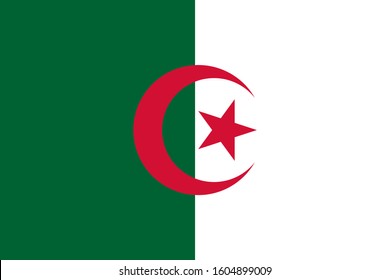 Algeria. National flag. Icon. Symbol. Vector illustration on white background.