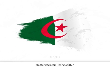 Algeria National Flag with Textured Brush Strokes. Artistic Brush Stroke Design.