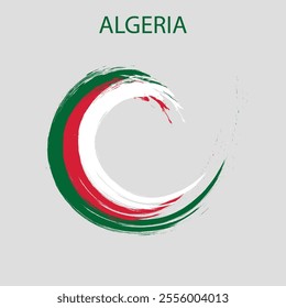 Algeria National official flag round brush strokes vector illustration isolated on white background for National day of Algeria, Independence Day of Algeria 5 July, banner, flyer eps10