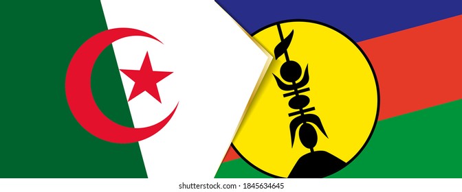 Algeria and New Caledonia flags, two vector flag symbols of relationship or confrontation.