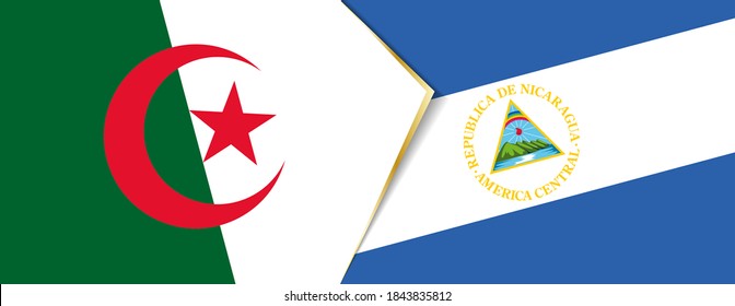 Algeria and Nicaragua flags, two vector flags symbol of relationship or confrontation.