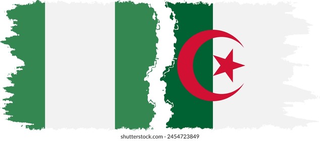 Algeria and Nigeria   grunge flags connection, vector