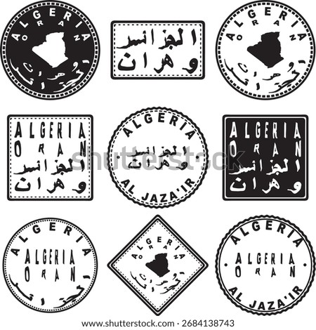 Algeria Oran Round Seal Map Design