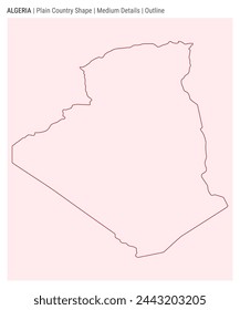 Algeria plain country map. Medium Details. Outline style. Shape of Algeria. Vector illustration.