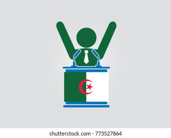 Algeria Podium People Celebrate Speech