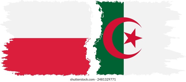 Algeria and Poland grunge flags connection, vector