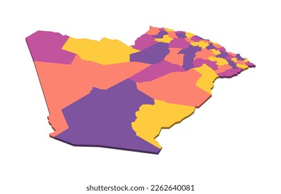 Algeria political map of administrative divisions - provinces. Isometric 3D blank vector map in four colors scheme.