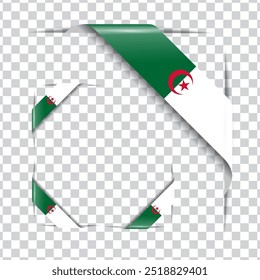 Algeria ribbon corner flag with shadow