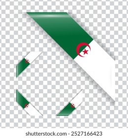 Algeria ribbon corner flag with shadow