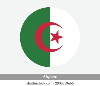 Algeria Round Circle Flag. Algerian Circular Button Banner Icon. EPS Vector svg