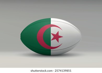 Algeria rugby ball featuring the national flag design on a gray background