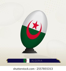 Algeria Rugby Ball on Rugby Kicking Tees with Modern Design. Illustration perfect for sports, national pride, and rugby-related projects.