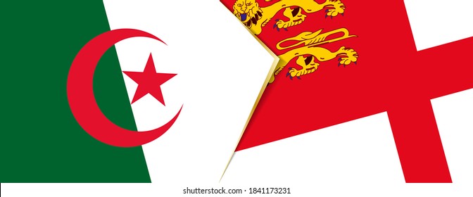 Algeria and Sark flags, two vector flags symbol of relationship or confrontation.