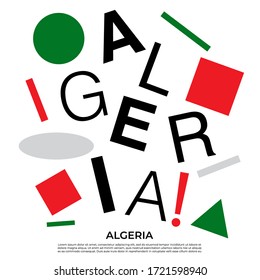 Algeria : Set of country name with geometric elements : Vector Illustration