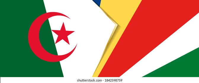Banderas de Argelia y Seychelles, dos banderas vectoriales símbolo de relación o enfrentamiento.