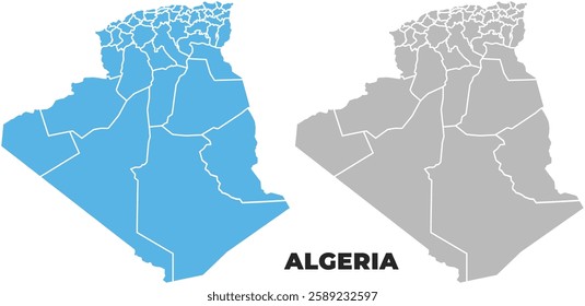 Algeria simple maps flat illustration