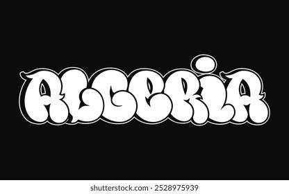 Argelia - letras de una sola palabra, estilo graffiti. Logotipo dibujado a mano de Vector. Camiseta divertida de la impresión del estilo del graffiti, Argelia, moda, concepto del cartel