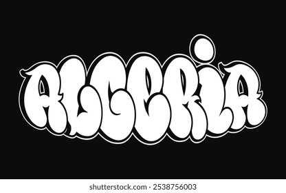 Argelia - letras de una sola palabra, estilo graffiti. Logotipo dibujado a mano de Vector. Camiseta divertida de la impresión del estilo del graffiti, Argelia, moda, concepto del cartel