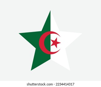 Algeria Star Flag. Algerian Star Shape Flag. Country National Banner Icon Symbol Vector 2D Flat Artwork Graphic Illustration svg