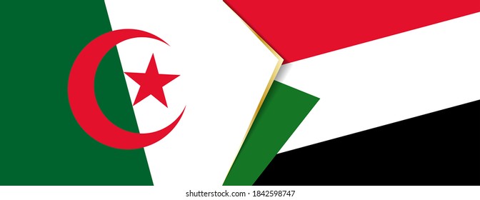 Algeria and Sudan flags, two vector flags symbol of relationship or confrontation.