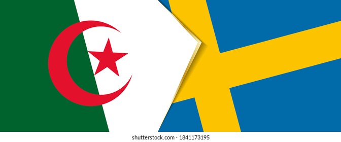 Algeria and Sweden flags, two vector flags symbol of relationship or confrontation.
