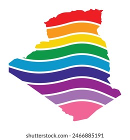Algeria swoosh silhouette rainbow map