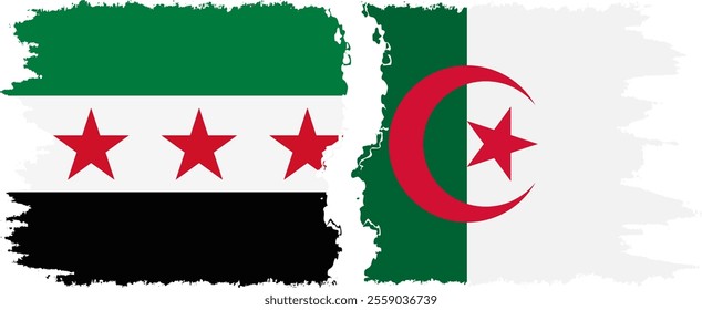 Algeria and Syrian Revolution grunge flags connection, vector