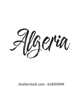 algeria, text design. Vector calligraphy. Typography poster. Usable as background.