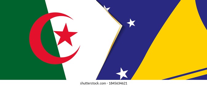 Algeria and Tokelau flags, two vector flag symbols of relationship or confrontation.