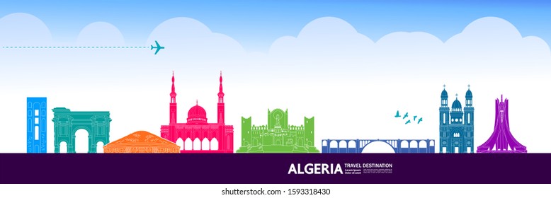 Algeria travel destination grand vector illustration. 