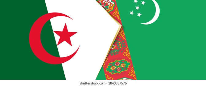 Banderas de Argelia y Turkmenistán, dos banderas vectoriales símbolo de relación o enfrentamiento.
