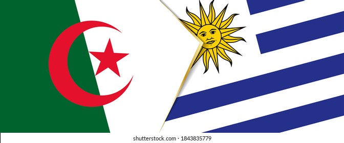 Banderas de Argelia y Uruguay, dos banderas vectoriales símbolo de relación o enfrentamiento.