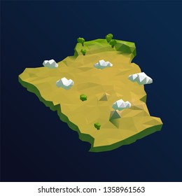 Algeria Vector Low Poly 3D Cartoon Map