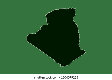 Algeria vector map with single border using dark green color on light background illustration